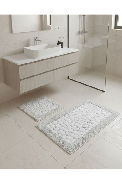 Essa Home Collection 2'li Spagetti Desen Pamuklu Banyo Paspası Seti - 60 x 10...