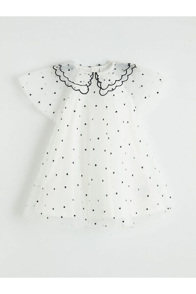 LC Waikiki فستان بناتي من مجموعة إلسيفا بنمط قلوب على شكل ياقة بيبي