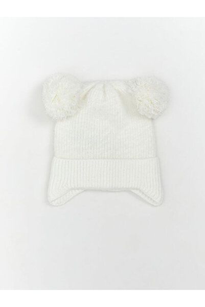 LC Waikiki Rmz Gi̇yi̇m Farkiyla Baby Girl Beanie with Pompom Detail