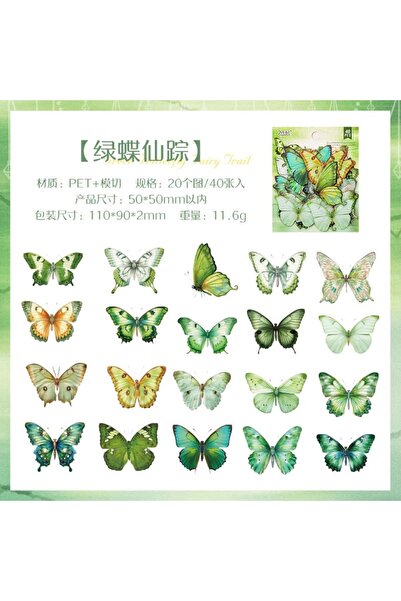 İthal P8-40 bucăți autocolante PET cu fluturi