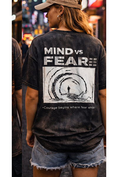 FREAK T-SHIRT تي شيرت أسود كبير الحجم مطبوع عليه Vintage قابل للغسل للجنسين