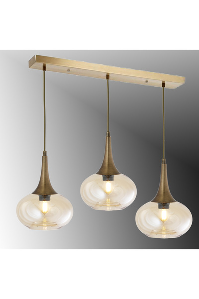 TT AYDINLATMA TT602-3S-FULLESK Eskitme Kaplama 3 lü Hunili Tombul Camlı Sıral...