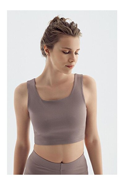 LC Waikiki Rmz Gi̇yi̇m Farkiyla Thick Strap Crop Top Ribbed Sports Bustier C02