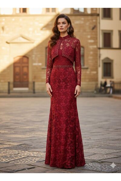 Pyramid masterpieces long two-piece evening dress