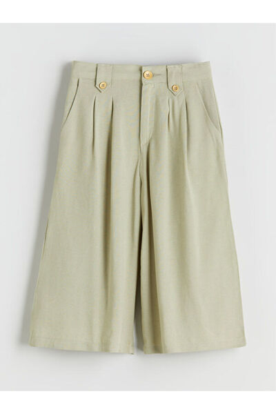 LC Waikiki Timeless Clothing & Timeless Choices Linen Blend Pleated Girls' Capri