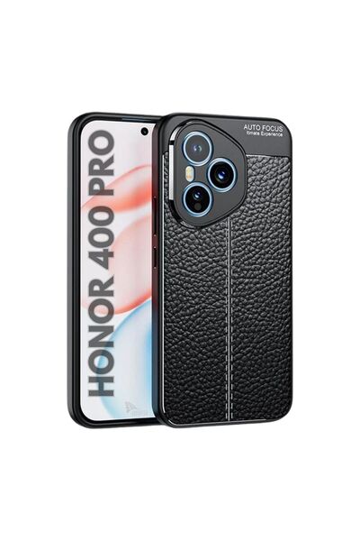 HANPORIUM Honor 400 Pro Compatible Silicone Case with Leather Pattern, Camera...