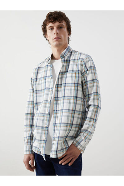 LC Waikiki Regular Fit Long Sleeve Plaid Poplin Men's Shirt