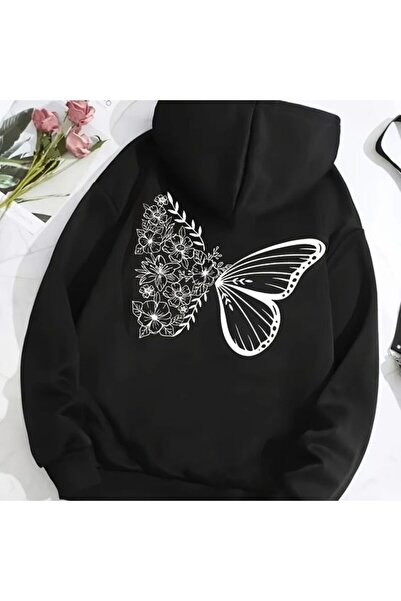COZYWEAR سويت شيرت أسود كبير الحجم للجنسين مع قلنسوة، مطبوع بجودة عالية، مريح...