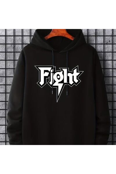 COZYWEAR سويت شيرت أسود كبير الحجم للجنسين مع قلنسوة، مطبوع بجودة عالية، مريح...