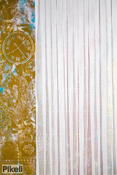 Pikeli Chain Patterned Heavy Weight Light Shimmer Tulle Curtain - 1X3 Dense Pleats - Professional Installation - White