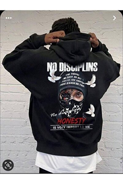 COZYWEAR سويت شيرت أسود كبير الحجم للجنسين مع قلنسوة، مطبوع بجودة عالية، مريح...