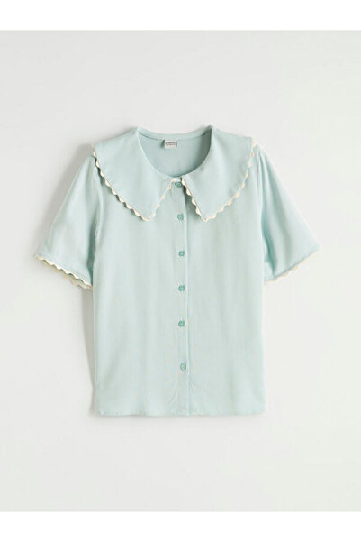 LC Waikiki Rmz Gi̇yi̇m Farkiyla Baby Roba Collar Short Sleeve Girl's Shirt