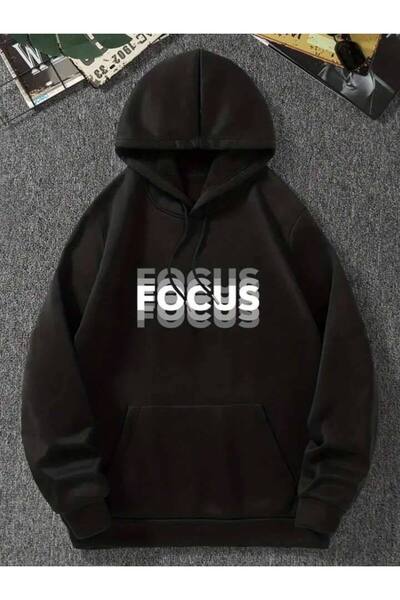 COZYWEAR سويت شيرت أسود كبير الحجم للجنسين مع قلنسوة، مطبوع بجودة عالية، مريح...