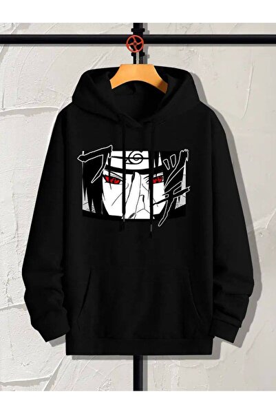COZYWEAR سويت شيرت أسود كبير الحجم للجنسين مع قلنسوة، مطبوع بجودة عالية، مريح...