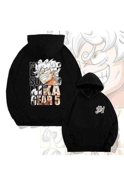 COZYWEAR سويت شيرت أسود كبير الحجم للجنسين مع قلنسوة، مطبوع بجودة عالية، مريح...