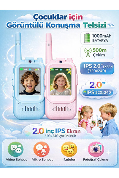 SONREİR Akıllı Kameralı Çocuk Telsizi Videolu Görüşme 1000 mAh Şarjlı 2.0” Re...