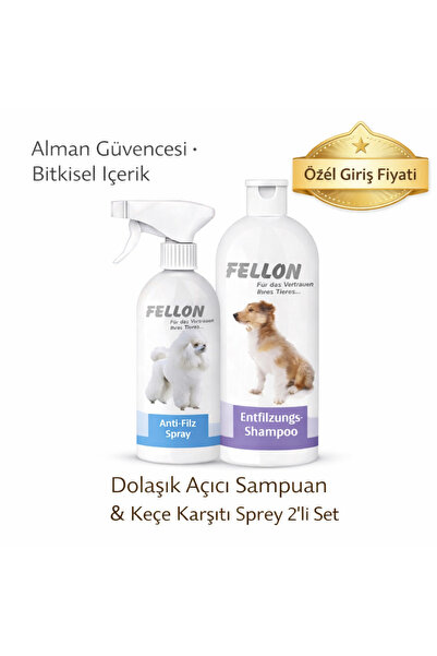 Köpekler İçin Dolaşık Önleyici Doğal Şampuan+Kıtık Açıcı Sprey Set 500Ml - Almanya Menşei