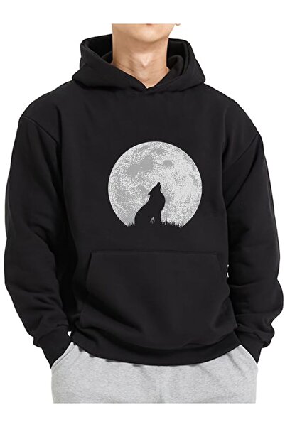 COZYWEAR سويت شيرت أسود كبير الحجم للجنسين مع قلنسوة، مطبوع بجودة عالية، مريح...