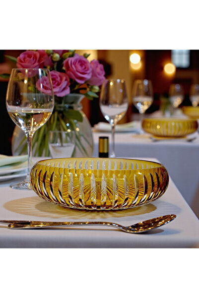 AYZ HOME 28 cm Hand-Cut Colored Crystal Glass Bowl - Handcrafted Decorative S...