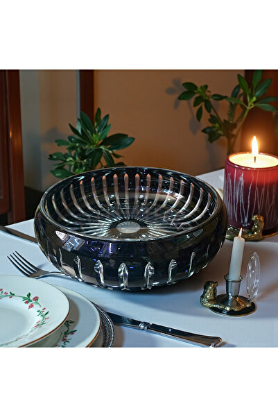 Glowvera 28 cm Hand-Cut Colored Crystal Glass Bowl - Handcrafted Decorative S...