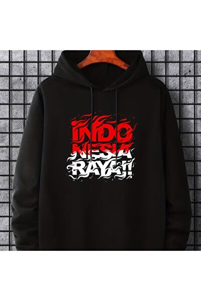 COZYWEAR سويت شيرت أسود كبير الحجم للجنسين مع قلنسوة، مطبوع بجودة عالية، مريح...