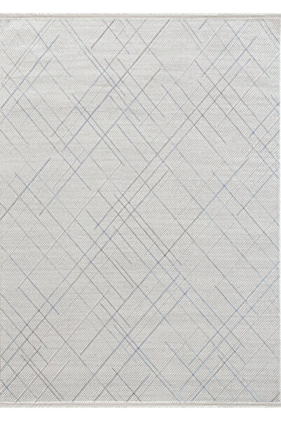 FLORA HALI Silver Carpet Dense Weaving Blue Striped Soft Tufted Modern Living...
