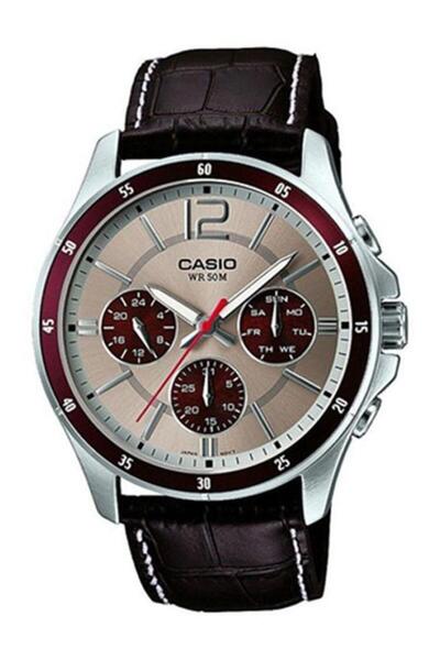 Casio Men's Chronograph Watch with Leather Band - Water Resistant - Model MTP...