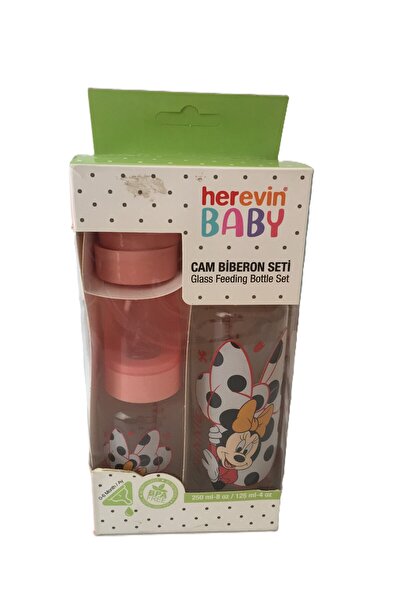 Herevin 2 'li Minnie Mouse Cam Biberon Seti / 125-250 ml
