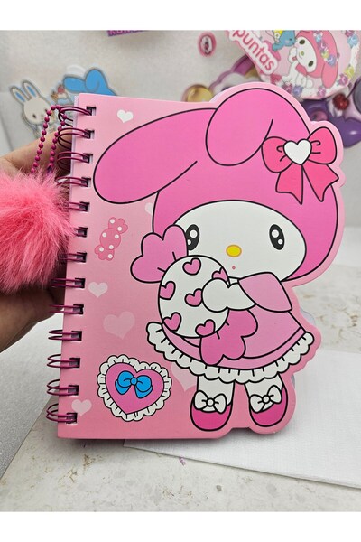 Meyra Accessories My melody Figürlü Özel Kesim Spiralli Defter Peluş Ponponlu Sanrio Karakterli Hediyelik Okul Notluğu