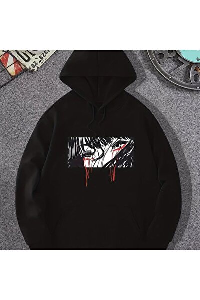 COZYWEAR سويت شيرت أسود كبير الحجم للجنسين مع قلنسوة، مطبوع بجودة عالية، مريح...