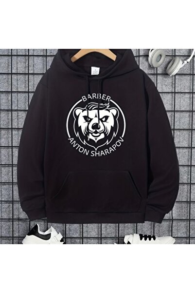 COZYWEAR سويت شيرت أسود كبير الحجم للجنسين مع قلنسوة، مطبوع بجودة عالية، مريح...