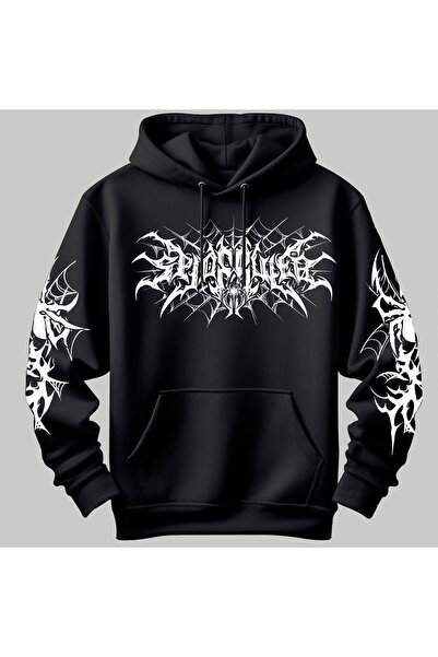 COZYWEAR سويت شيرت أسود كبير الحجم للجنسين مع قلنسوة، مطبوع بجودة عالية، مريح...