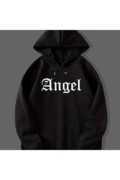 COZYWEAR سويت شيرت أسود كبير الحجم للجنسين مع قلنسوة، مطبوع بجودة عالية، مريح...