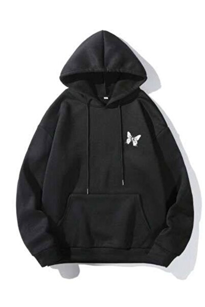 COZYWEAR سويت شيرت أسود كبير الحجم للجنسين مع قلنسوة، مطبوع بجودة عالية، مريح...