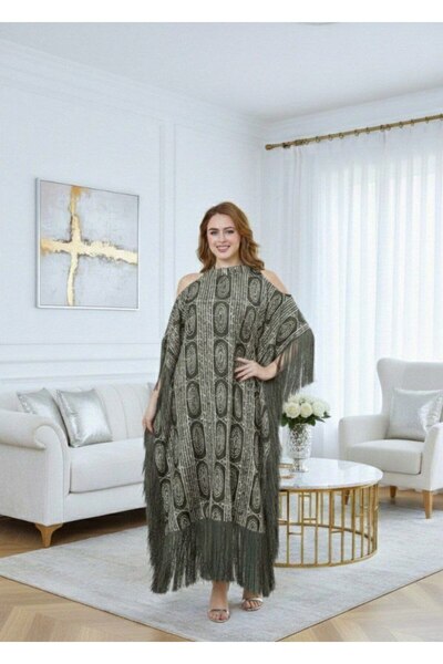 alqarat فستان أثير ديلوكس مكشوف الكتفين مزين بشراشيب