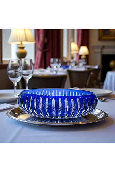 AYZ HOME 28 cm Hand-Cut Colored Crystal Glass Bowl - Handcrafted Decorative S...