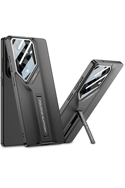 Galaxy S26 Ultra Uyumlu Kılıf Kamera Lens Cam Korumalı Katlanır Standlı Sert PC Premium Kapak