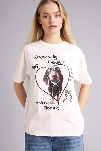 DeFacto Oversize Crew Neck Printed Short Sleeve T-Shirt G9624Ax26Sm