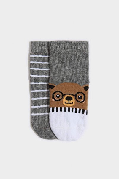 DeFacto Baby Boy Seamless 2-Piece Cotton Long Socks H2887A5Ns