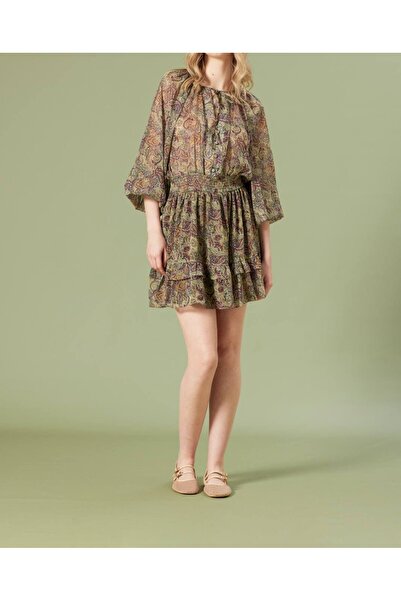 Burcia Shawl Pattern Chiffon Dress