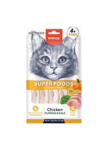 Wanby Wanbee Creamy Cat Treats, Chicken, Pumpkin & Cabbage Flavor, 5 Sachets