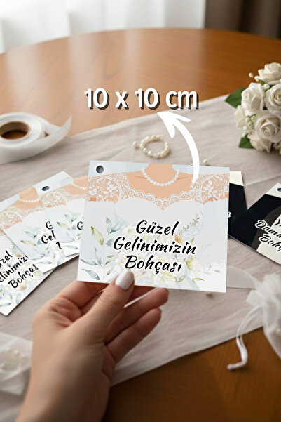 Metranya Gelin Damat Bohça Kartı, 20 Adet Söz Nişan Bohça Etiketi Çeyiz Kutusu Kolisi Bohça Çeyiz Hediyelik