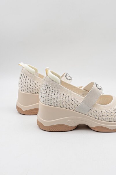 Guja Kadın Lastik Bantlı Taşlı Triko Tekstil Şık Spor Babet GJ 26Y 305