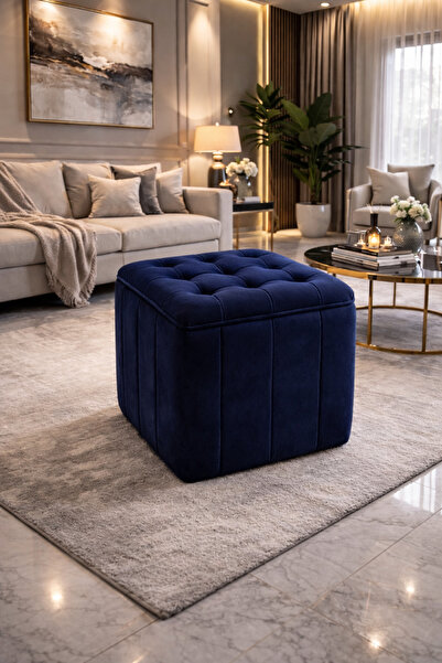 Tasarım Kapitoneli dilimli “Modern Kare Puf | Ayak Dinlendirme Taburesi | Dek...