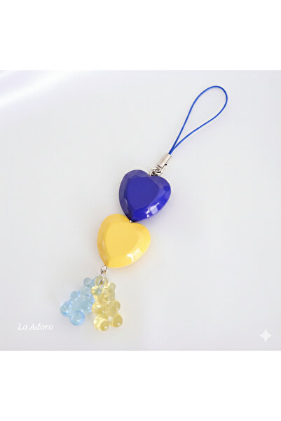 LO ADORO Gothic Harıbo Ayıcık Fiyonk İncili Kalp telefon ipi telefon süsü cha...