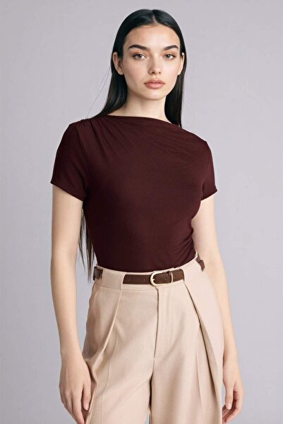 DeFacto Tricou cu mânecă scurtă, cu decolteu bărcuță, Slim Fit E7016AX26SP