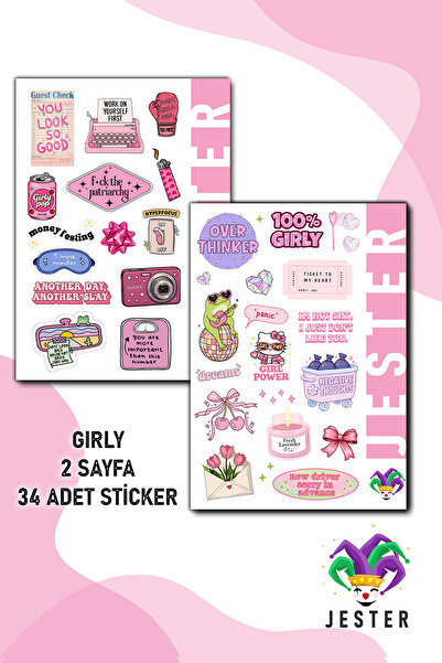 Jester Girly 2'li Sticker, Çıkartma, Günlük, Ajanda, Planlayıcı, Bullet, Jour...
