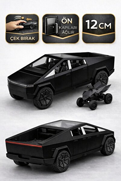 TRUST STORE Die Cast Çek Bırak Metal Tesla Cybertruck ATV’li Model Araba 12 c...
