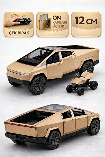 TRUST STORE Die Cast Çek Bırak Metal Tesla Cybertruck ATV’li Model Araba 12 c...