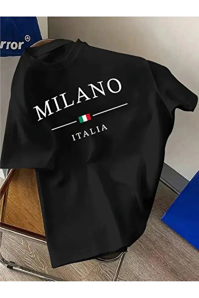 Massgai Unisex Milano Italy Printed Oversize 100% Cotton T-Shirt